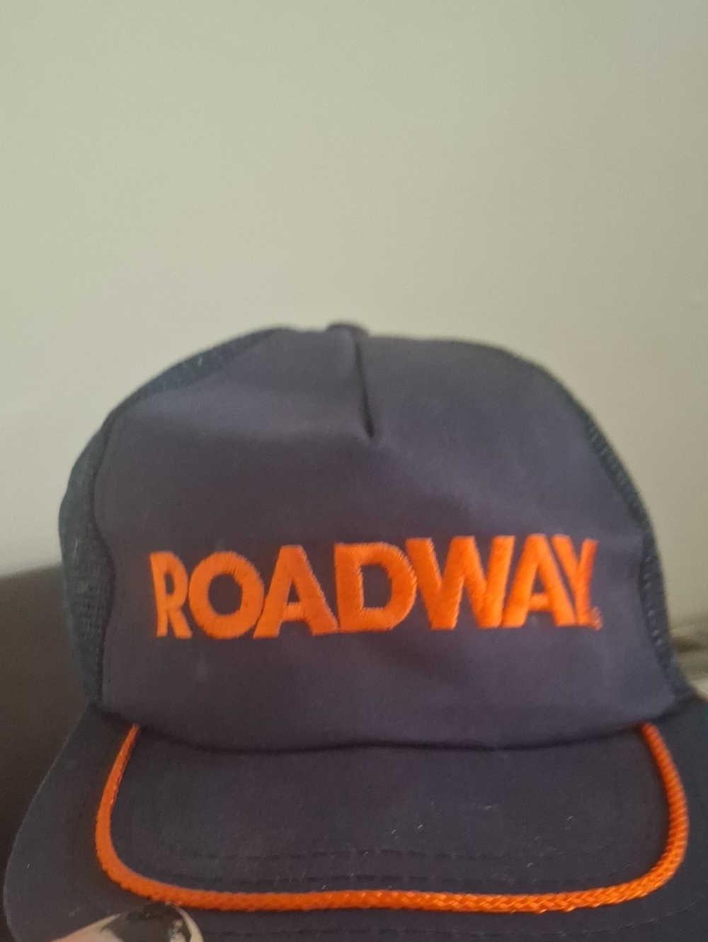 Mens/ Young Mens Navy and Orange Trucker Cap